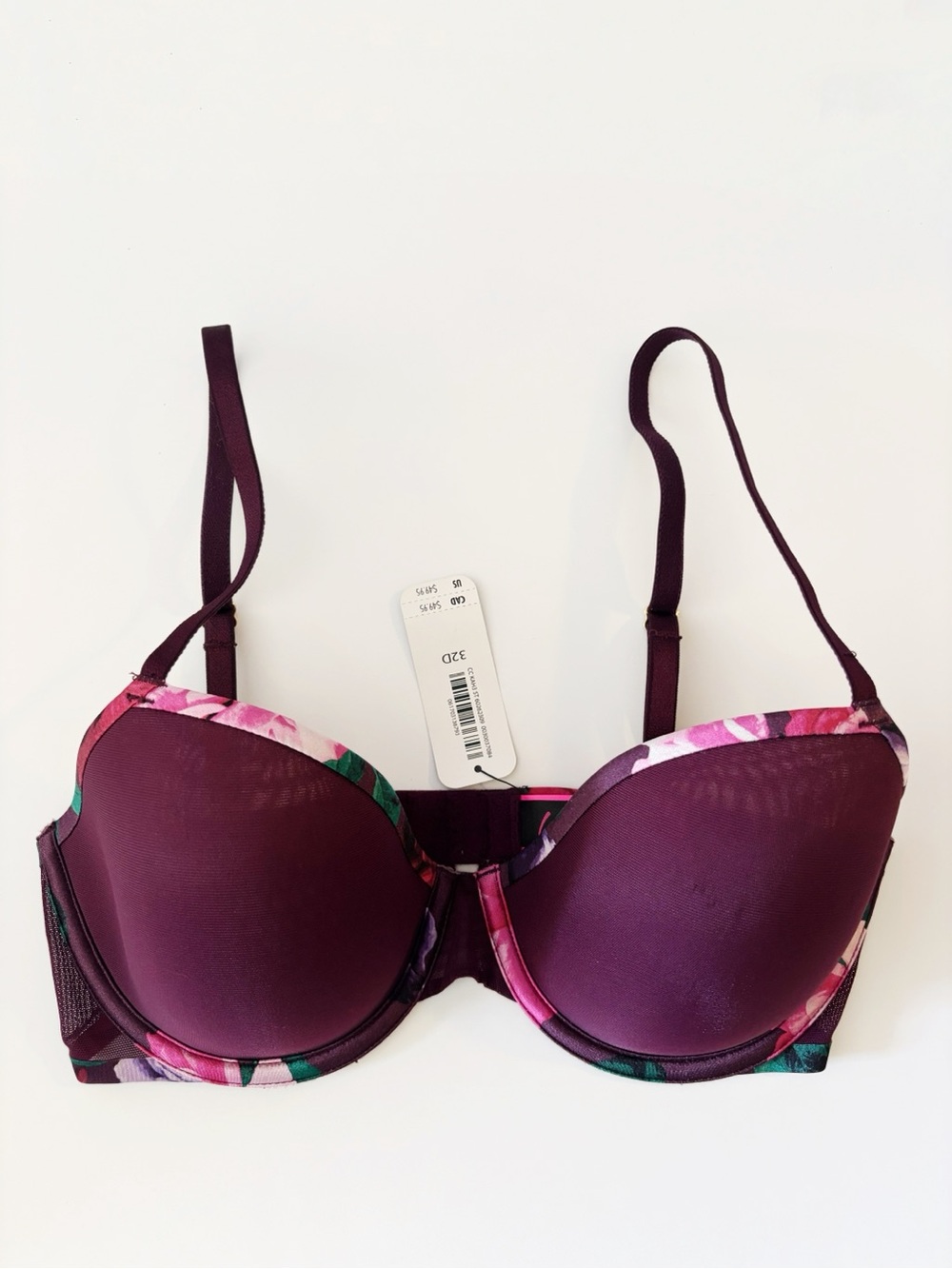 La Senza NWT 32D Underwire Unpadded Bra Purple Floral